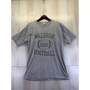 Vintage 1980s Single Stitch Soffe Shirts Mens Gray USA Made Waldron Mi Football